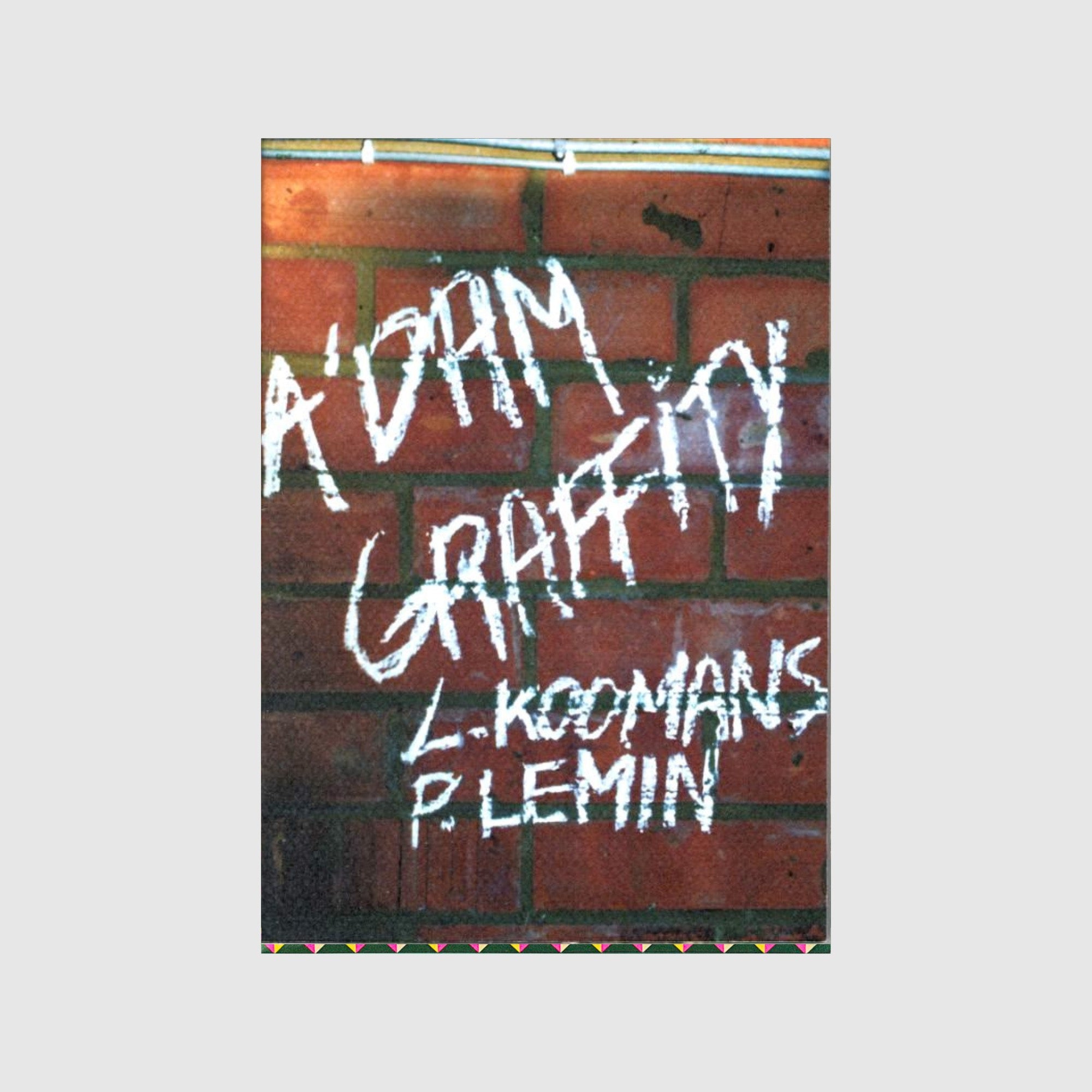 An image of a graffiti-covered brick wall with the text "A'DAM GRAFFITY" written in white, jagged letters. Below it, the names "L. Koopmans" and "P. Lemin" are also written in a similar style.